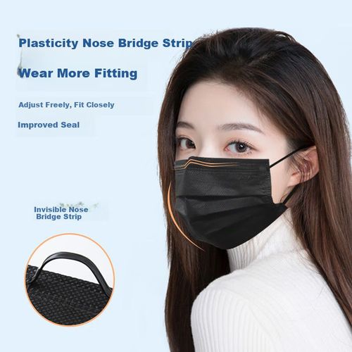 Cubrebocas Xiezhuo Quirúrgico Desechable Color Negro Paquete 100 Pzas Unisex