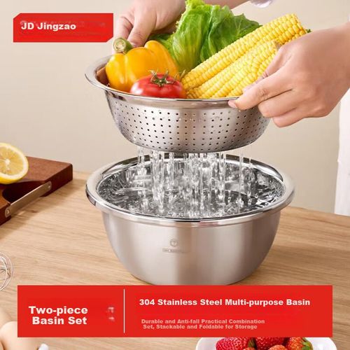 Set De 2 Coladores Acero Inoxidable 304 26 Cm