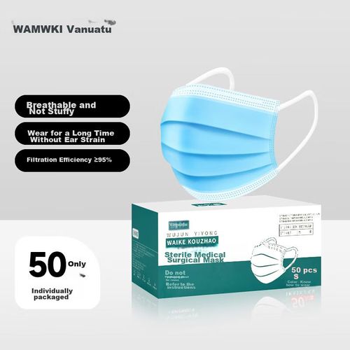 Cubrebocas Wanuqi Quirúrgico Estéril Azul 50 Pz Unisex