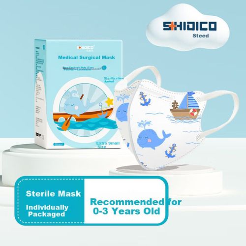 Cubrebocas Shidico Médico Quirúrgico 3D Ballena Azul Para Niños 0-3 Años