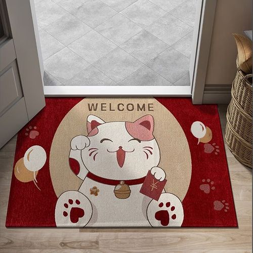 Tapete Moon Time Terciopelo Rojo Gato 80X120 Cm