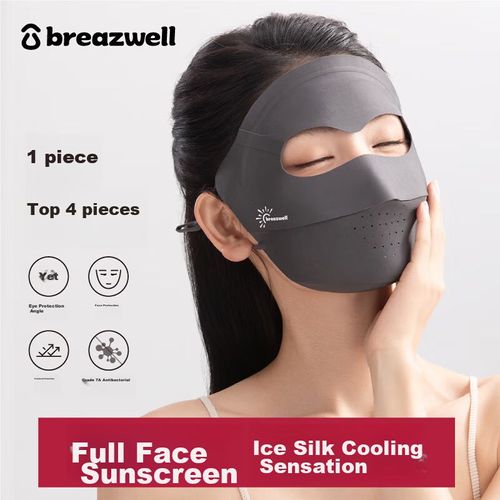 Cubrebocas Breazwell Seda Fría Gris Oscuro Para Mujer