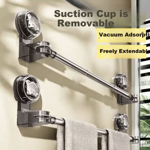 Toallero Barra Extensible Bahainiao Con Ventosa Y Soporte Para Chanclas