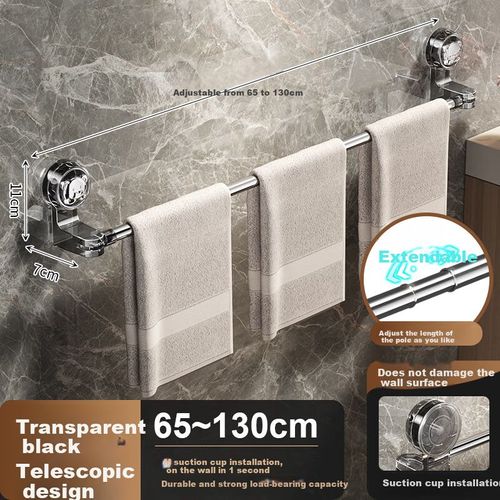 Toallero Extensible Guangdora Con Ventosa Sin Taladro Ajustable 65-130 Cm