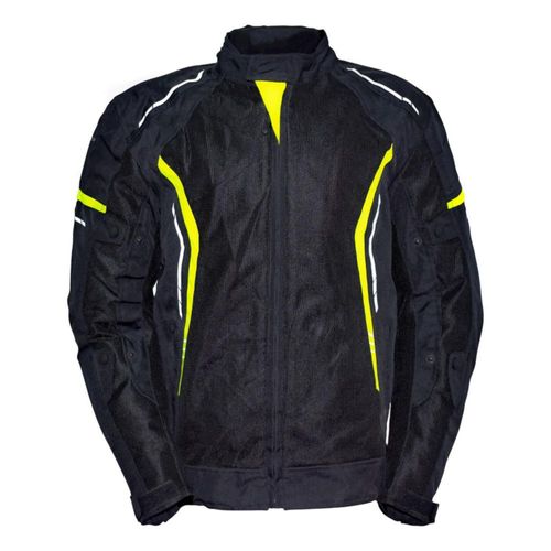 Chamarra para motociclista talla L Jacket mesh black yellow hebotech