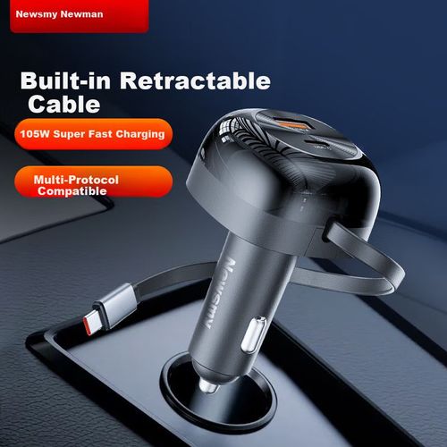 Cargador De Coche Newsmy So:Sl 000060 080088 Usb Tipo C Retráctil Negro