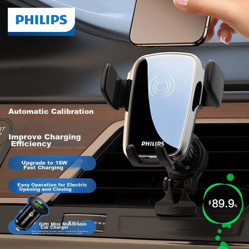 Cargador De Coche Philips Dlp9102B Negro Inalámbrico Ventilación 15W