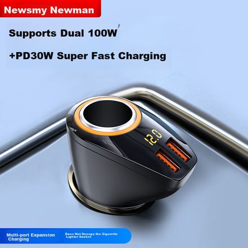 Cargador De Coche Newman Doble Puerto Usb Carga Rápida Negro