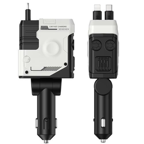 Cargador De Coche Huangchi 120W Tipo C Retráctil Negro