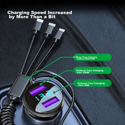 Cargador De Coche Newmine 3 En 1 Cable Adaptador Pd Negro