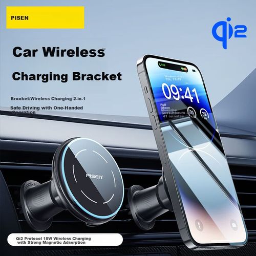 Cargador De Coche Pisen Tp-C70 Inalámbrico Magnético Magsafe Negro