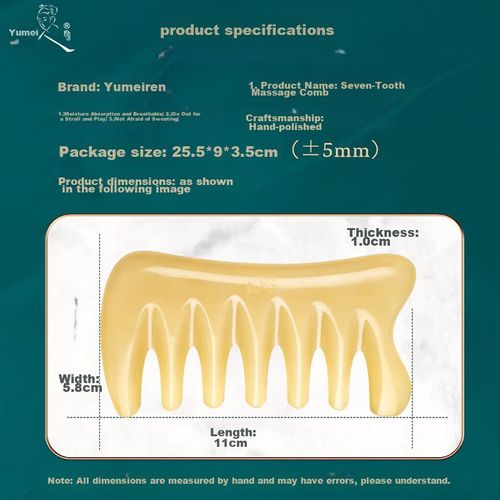 Peine Yumeiren cuerno de buey masajeador siete dientes