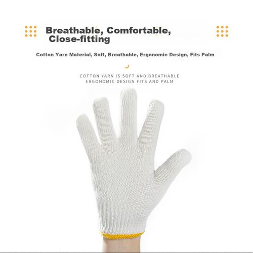 Guantes Gongpinxing algodón blanco borde amarillo antideslizantes unisex