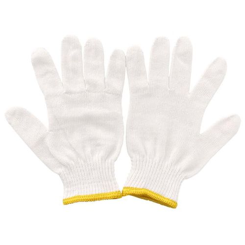 Guantes Shengfang Hilo Algodón Blanco Borde Amarillo Unisex