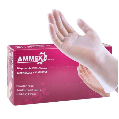 Guantes AMMEX GPX3KRT PVC Transparentes Desechables Talla S Unisex
