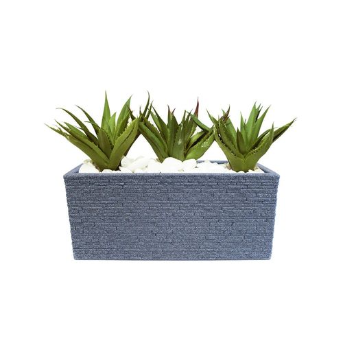 Maceta Jardinera Rectangular Efecto Ladrillo Gris