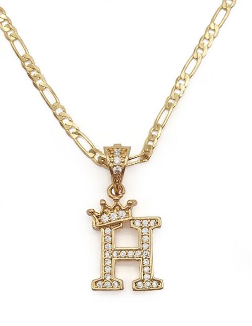 Cadena y dije con corona letra H