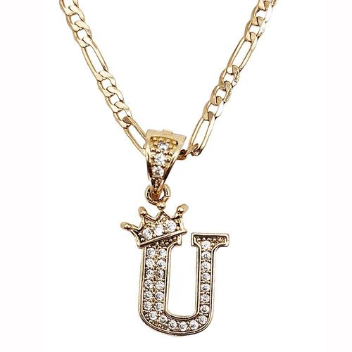 Cadena y dije con corona letra U