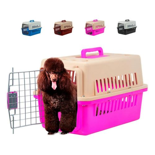 Jaula Transportadora Perro Gato Mascota Viaje 31x48x31cm Rosa