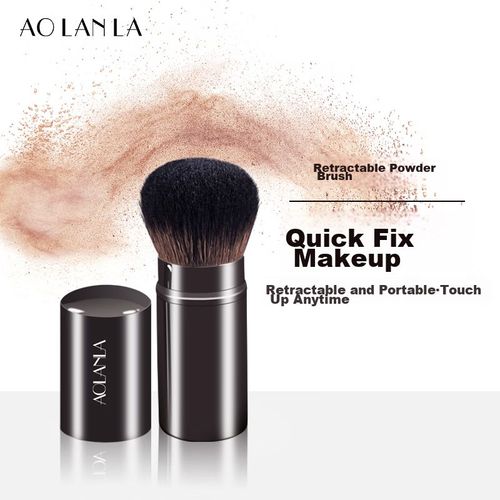 Brocha De Maquillaje Aolanla Portátil Extensible Gris Plateado