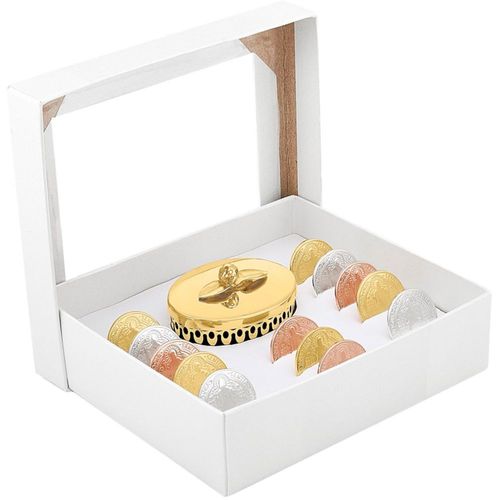 Arras Matrimonio San Benito con cofre Chapa de Oro Florentino 18k E351 V12