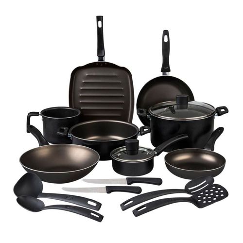 Batería de Cocina Cinsa Sabor De Aluminio con Antiadherente 16 Piezas Color Negro