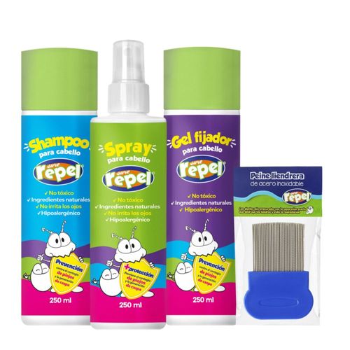 KIT SURE REPEL 1 SHAMPOO + 1 GEL + 1 SPRAY + 1 PEINE