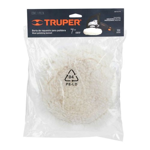 AM3K ofrece borla de lana 10" con jareta, ideal para pulir metales, pintura y plásticos, con ajuste seguro para pulidoras modelo PULA-P.