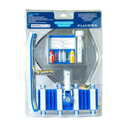 ASTRAL POOL set mantenimiento alberca con cepillo pared prueba pH cloro y red