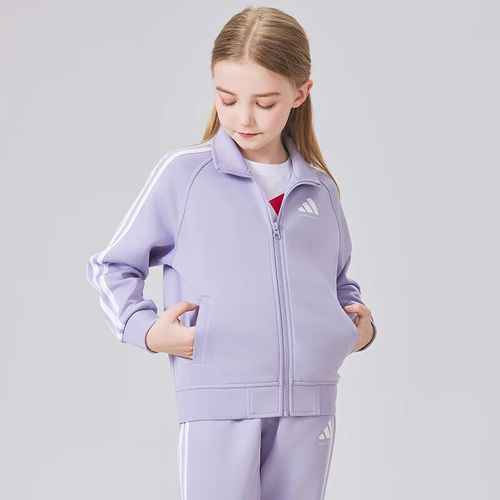 Conjunto deportivo chamarra y pantalón ADIDAS infantil morado y blanco 2pzas