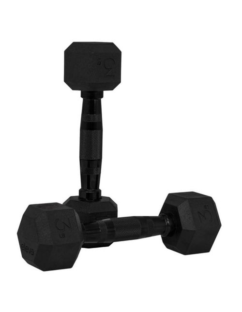 Mancuernas Hexagonales Set 3lbs Eleva Premium Gym Pvc 2pzs Color Cromado/negro