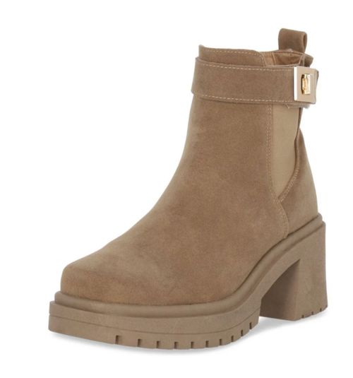 BOTAS CKLASS PARA MUJER COLOR BEIGE TACON 7 CM