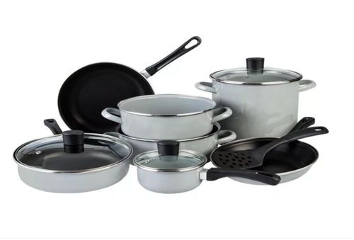 Batería de Cocina Cinsa Silver Aniversario de Acero Vitrificado11 Pzs Color Gris