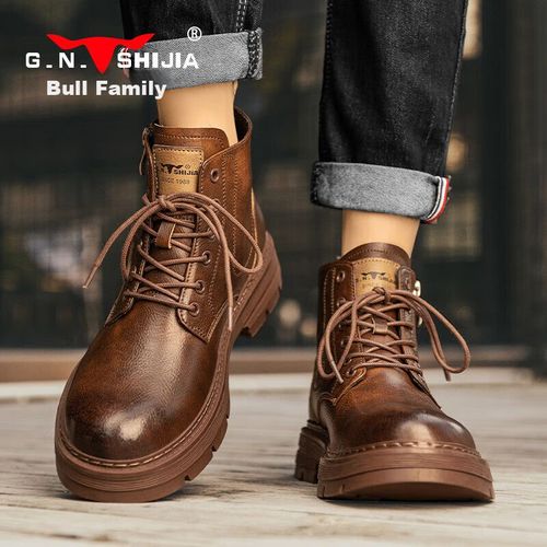 Botas para Hombre G.N.SHIJIA Martin Cuero Rojo Café