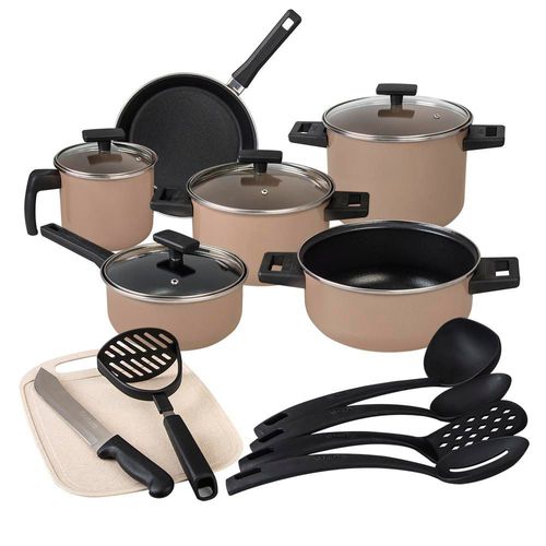 Batería de Cocina Cinsa Duramax Moka de Acero Vitrificado con Antiadherente 17 Pz