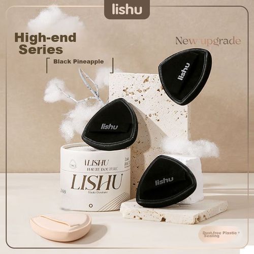 Esponja De Maquillaje Lishu Cpowderpuff Negra 2 Piezas