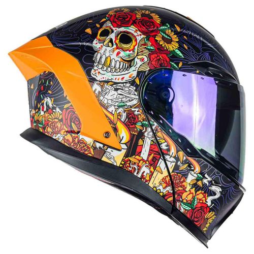 Casco Kov Orion Catrina Naranja Abatible Dot