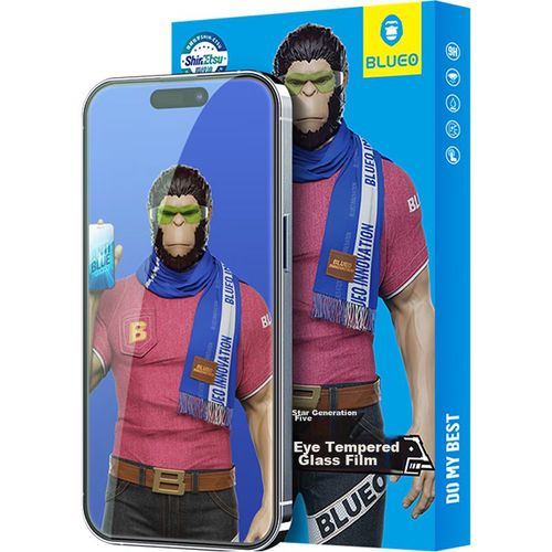 Protector de Pantalla Cristal Templado Anti Luz Azul BLUEO para iPhone 15 y iPhone 14 Pro
