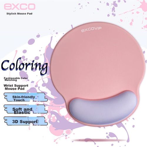 Mouse Pad Exco 9903 Rosa Y Púrpura Antideslizante Con Soporte De Muñeca