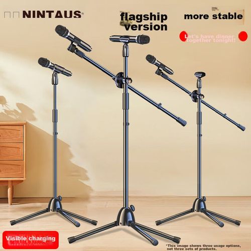 Soporte Micrófono Nintaus Hy-103 Piso Telescópico Negro