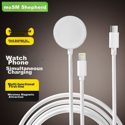 Cable De Carga Magnético Mssm 2 En 1 Para Apple Watch Y Iphone Blanco