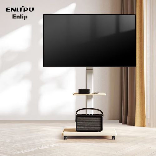 Enlipu Soporte de TV de piso rodable 26"-75" con rotación y altura ajustable compatible Xiaomi/Skyworth/Hisense/Samsung/Sony/TCL/Huawei