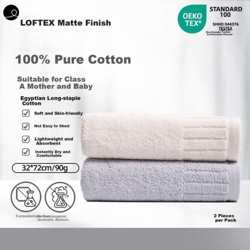 Toalla Facial Yaguang 32X72Cm Algodón Egipcio Gris Y Blanco 2Pzas