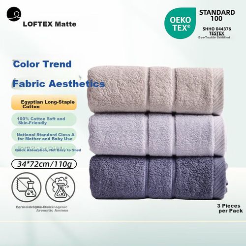 Toalla Facial Yaguang 34X72Cm Algodón Egipcio 3Pzas Gris Claro Azul Cielo Azul Mar