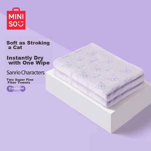Toalla Microfibra Miniso Kuromi 75X35Cm Morado Set 2 Piezas