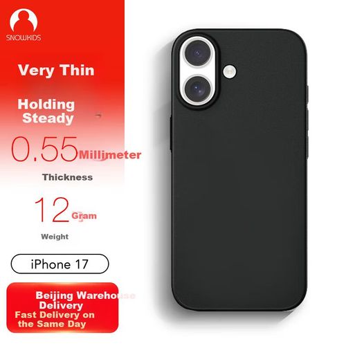 Funda Para iPhone 17 Snowkids Ultra Delgada Mate Negra Unisex