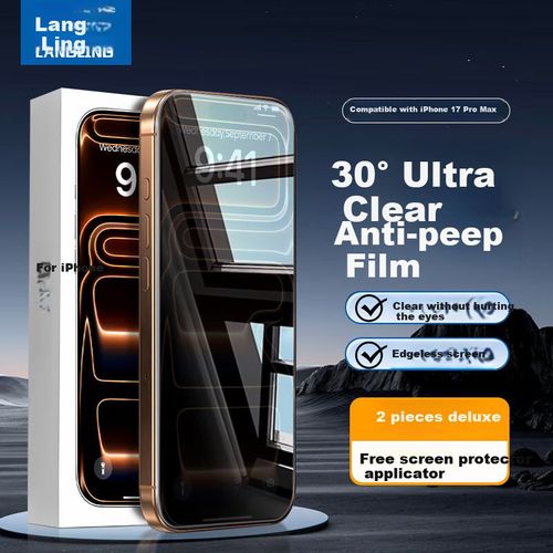 Protector de Pantalla Para iPhone 17 Pro Max LANGLING Anti Espía Transparente