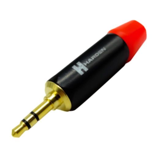 Plug (macho) de 3.5 mm estéreo metálico negro con código naranja