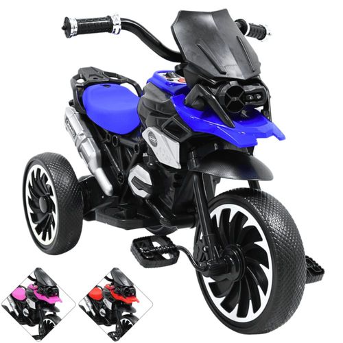 Moto Montable Eléctrica para Niños Triciclo Híbrido con Luces y Sonido Recargable 6v Soporta hasta 30 kg - Azul