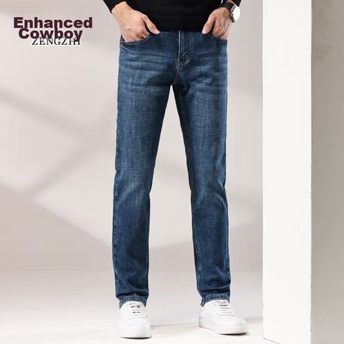 Jeans ZENGZHI Azul Tiro Medio Recto